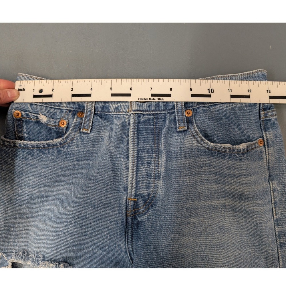 Levi's Premium Wedgie Straight Jeans Womens 26 Blue Distressed High Rise - Picture 12 of 16